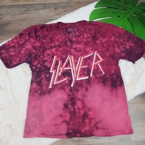 Slayer Band Choker Open Front Bleached Shirt